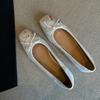 Sheepskin Version~ French Gentle Light Mouth Bow Flat-soled Small Single Shoes, Women's Square Horsehair Ballet Shoes
