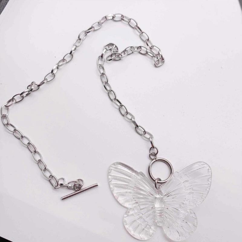 Butterfly Necklace Female Temperament Niche Ot Buckle Collarbone Chain Korean Version Student Adjustable Chain Jewelry