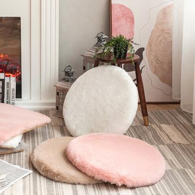 45cm Plush Seat Cushion Soft Imitation Rabbit Fur Thicken Keep Warm Round Seat Hip Protective Non-slip Living Room Chair