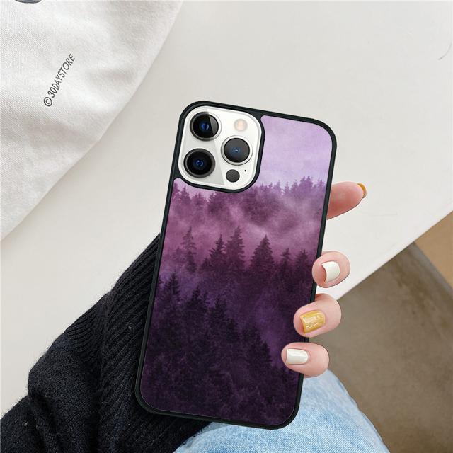 Mountain Pine Tree Forest Mountain Peak Mist Phone Case For iPhone 17 Air 15 16 Pro Max 14 13 12 11 Pro Max Plus