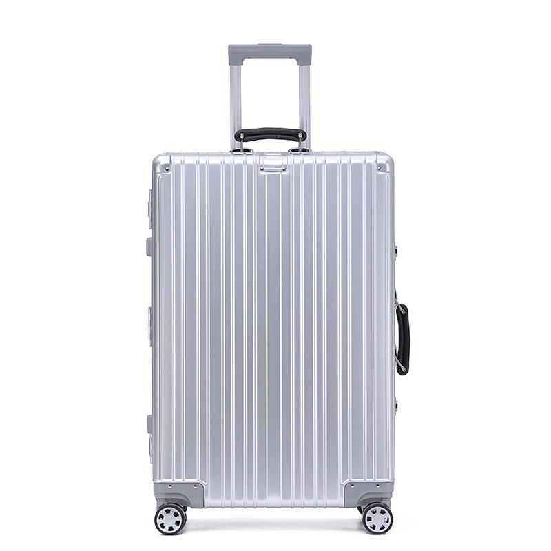 Aluminum-Magnesium Alloy Trolley Case with Universal Wheels, 24" Carry-On for Student Travel & Men's Business, with Combination Lock.