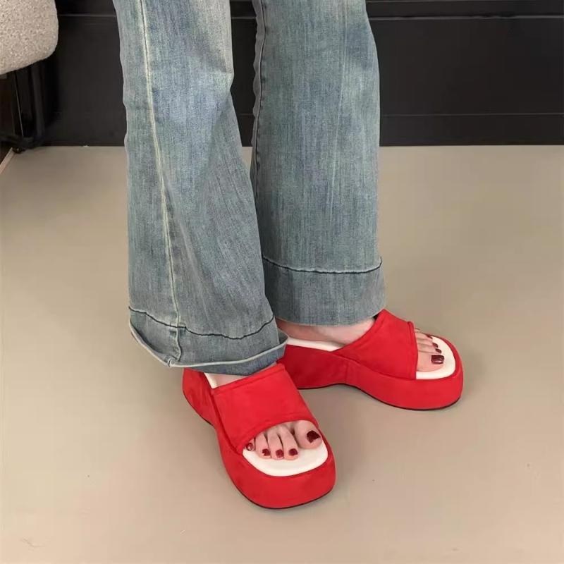 Damenschuhe Damen Hausschuhe Outdoor Pantoletten Plateau 2025 Sommer Skandalschuhe Damen Hausschuhe Plateau Pantoletten