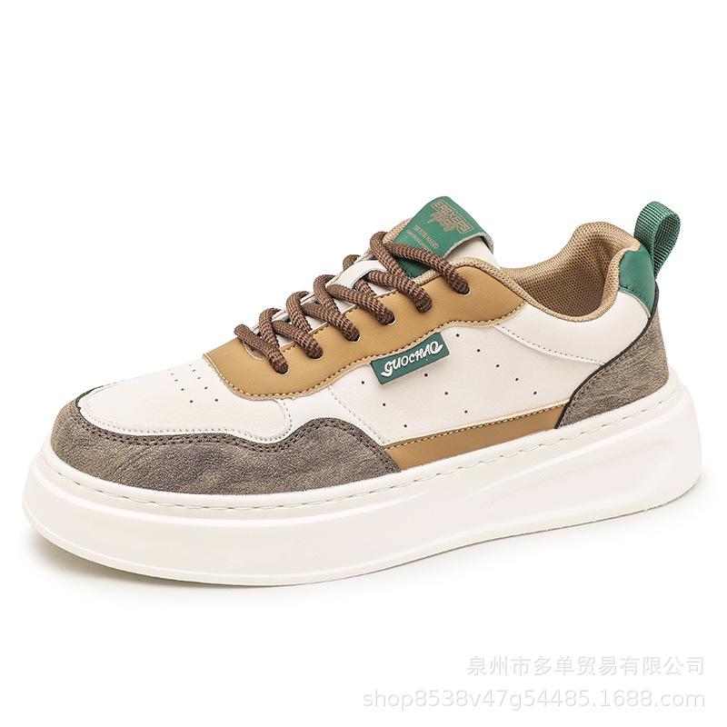 Light luxury high-quality low-top thick-soled cushioning leather casual shoes, new outdoor street shooting sports board shoes
