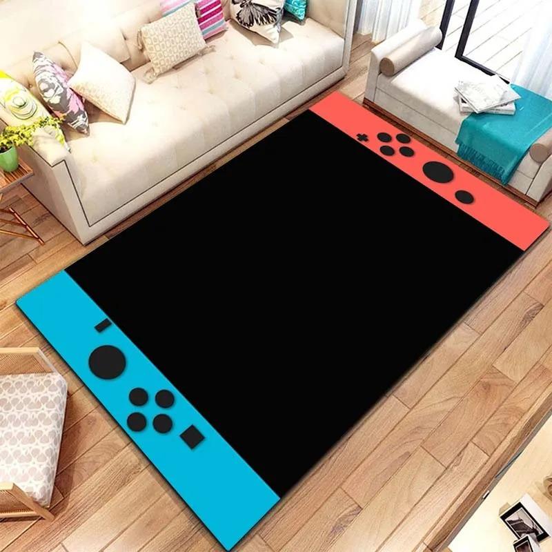 Game Controller Carpet Mat Rug Retro Gaming Home Decoration Non-slip Style Gamer Room Play Mat with ABXY Buttons Bedroom Rug