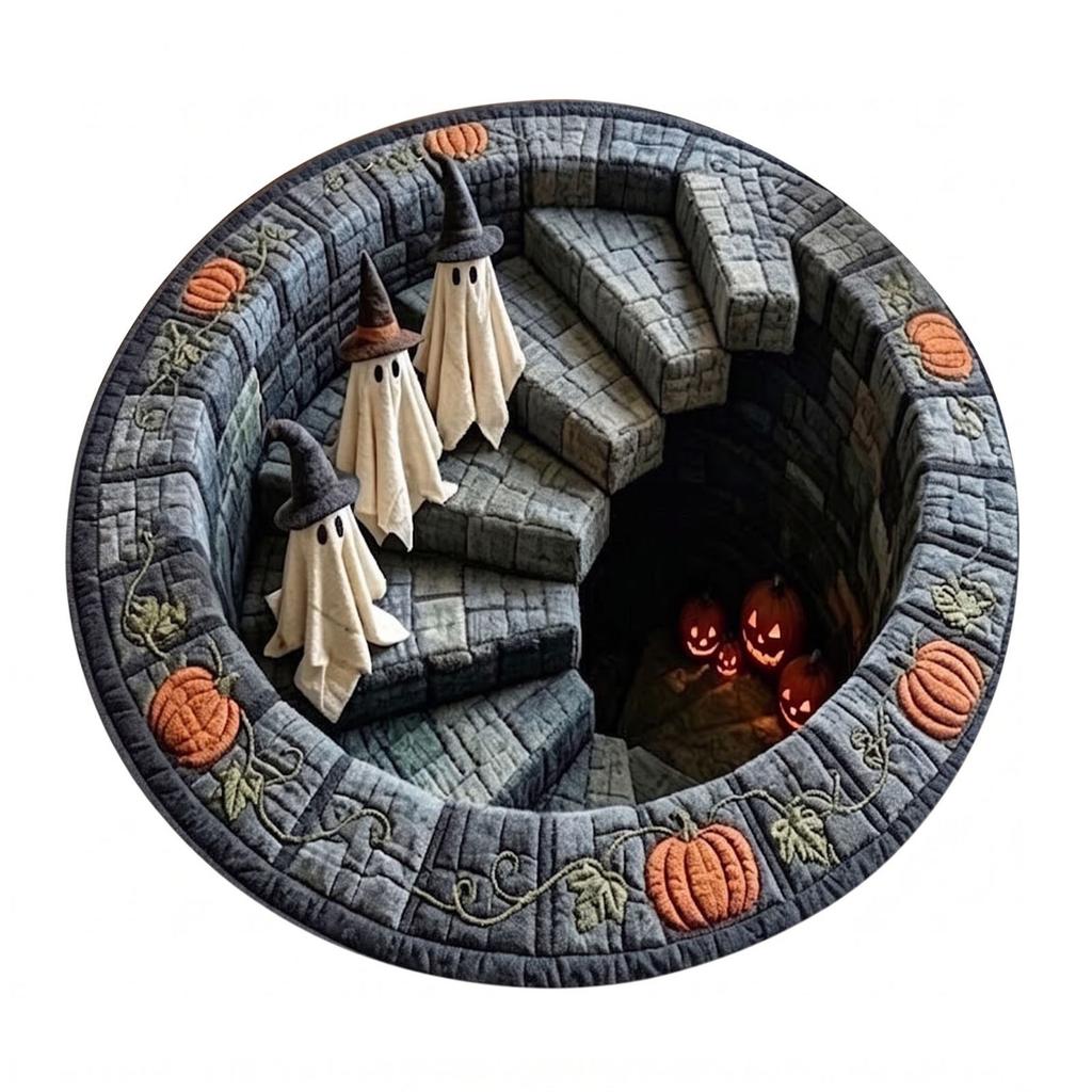 3D Effect Halloween Round Velvet Area for Indoor Decor