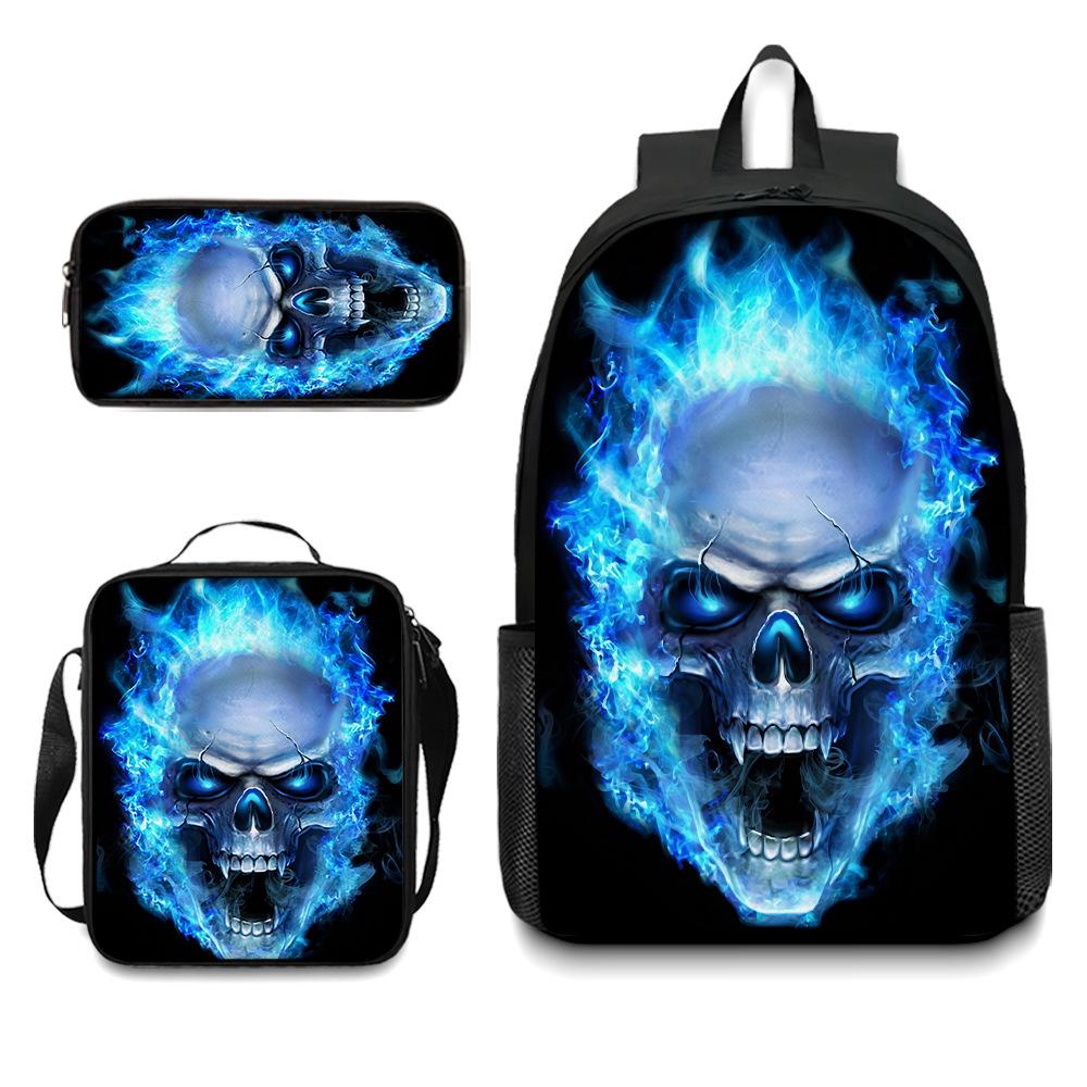 Peripheral backpack, skull schoolbag, student backpack pencil case