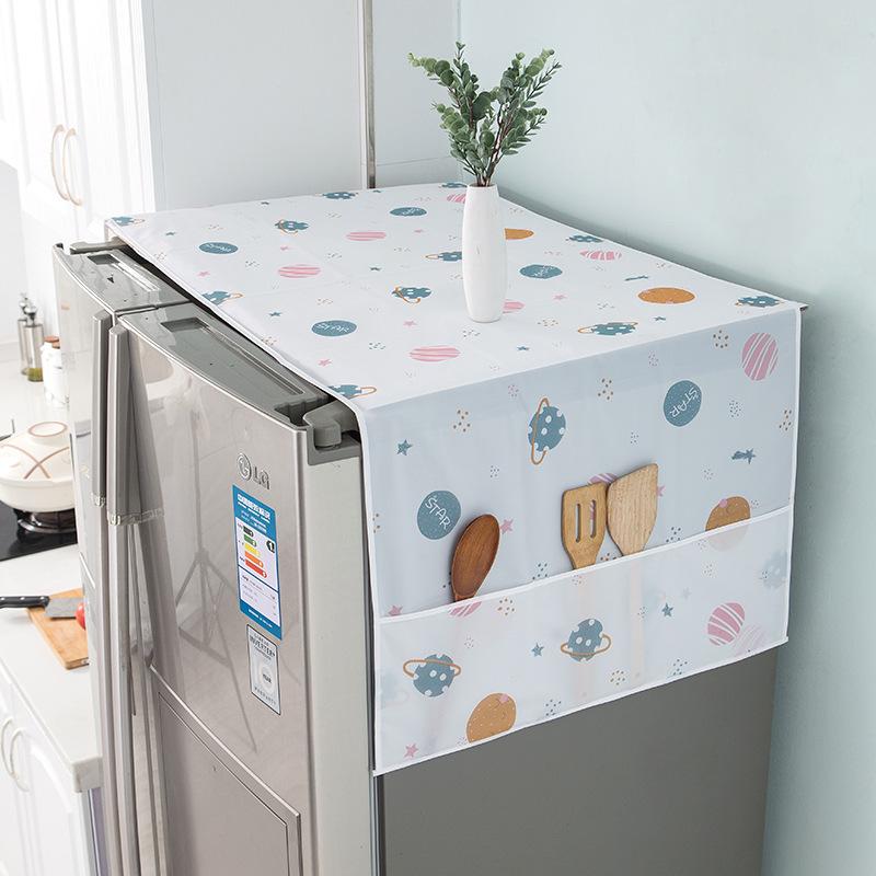 

1Pc Versatile Dust Cover with Storage Pockets - Waterproof, Fresh Design for Refrigerators, Washing Machines & Tables - Home Organization Accessory