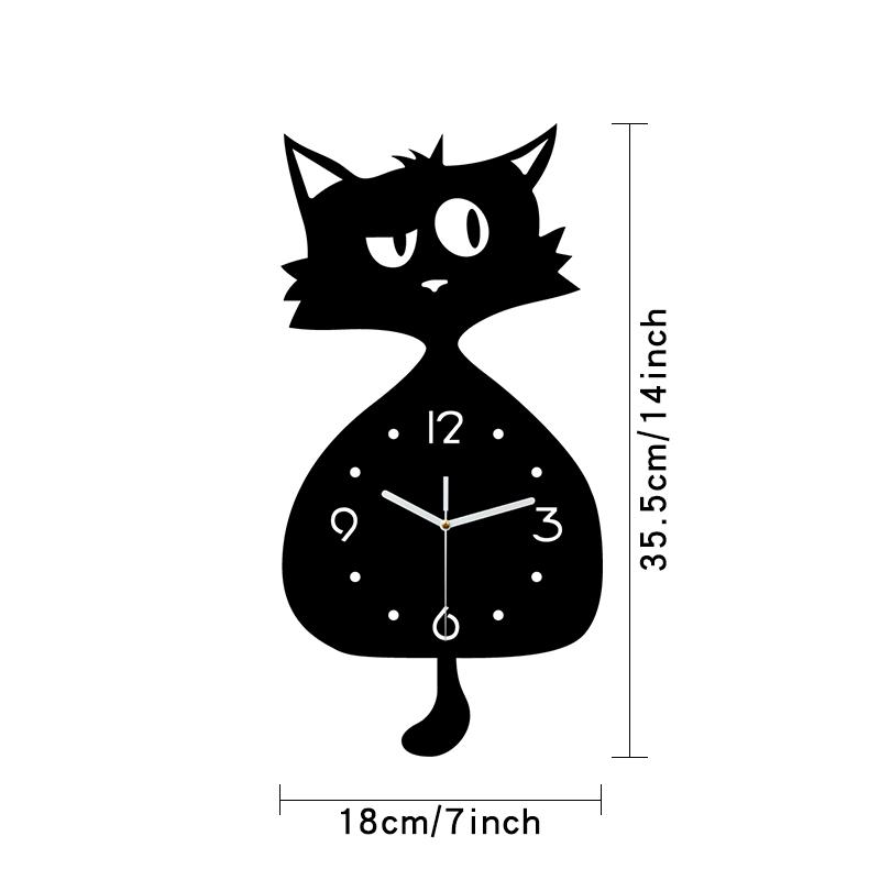 

Whimsical Cat Wall Clock with Wagging Tail Creative Silent Non-Ticking Clock for Living Room Decor Unique Gift for Cat Lovers чёрный