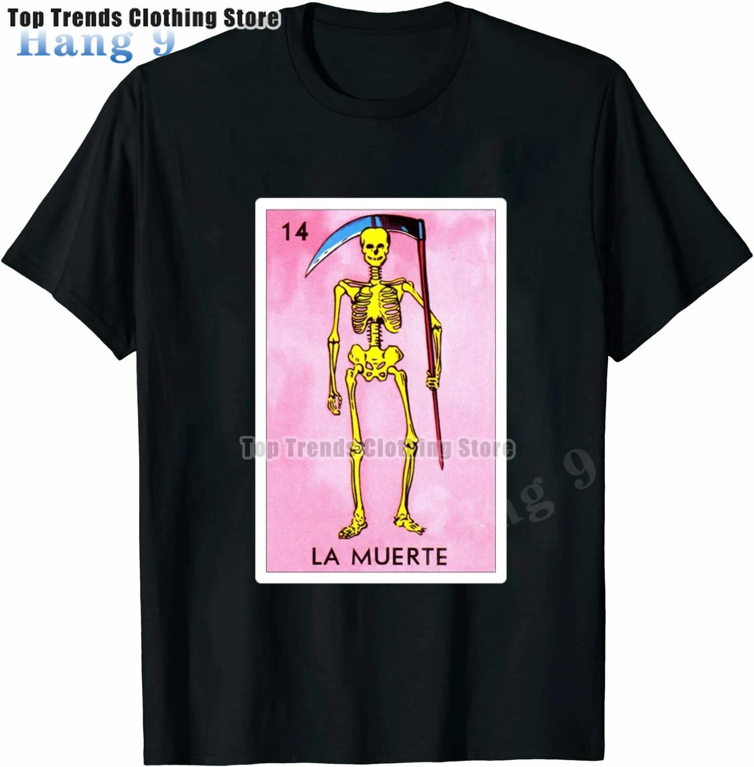 

Футболка с рисунком мексиканского бинго EL DIABLITO Loteria Card, новинка, забавная семейная футболка, черная, большого размера, с коротким рукавом для мужчин и женщин S