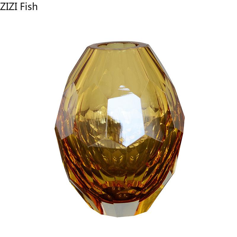 Amber Colored Glass Vase Transparent Glass Flower Pots Desk Decoration Flowers Arrangement Floral Vases Room Aesthetic Decor