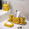 soap dispenser shampoo dispenser High temperature ice crack ceramic mouthwash cup lotion bottle set bathroom mouthwash cup