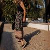 Summer Women's Elastic Waist Printed Large Swing Skirt Boho Spliced Midi Skirt Suitable for Beach and Daily Wear