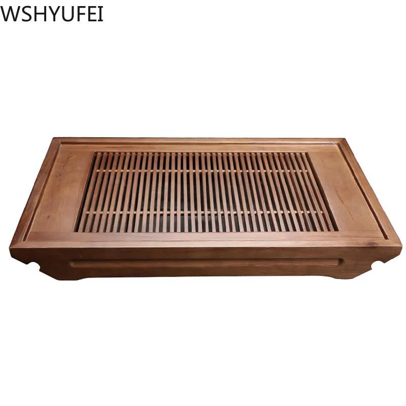 Chinese Traditional Drawer type Solid Wooden tea tray Household Tea table Teaware Organizer High Quality Double-use serving tray