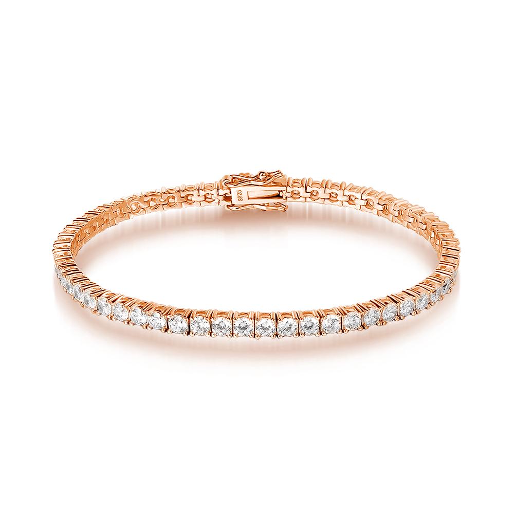 OEVAS 3mm High Carbon Diamond Tennis Bracelet S925 Silver Plated Gold Lab Diamond Bracelet Fine Jewelry