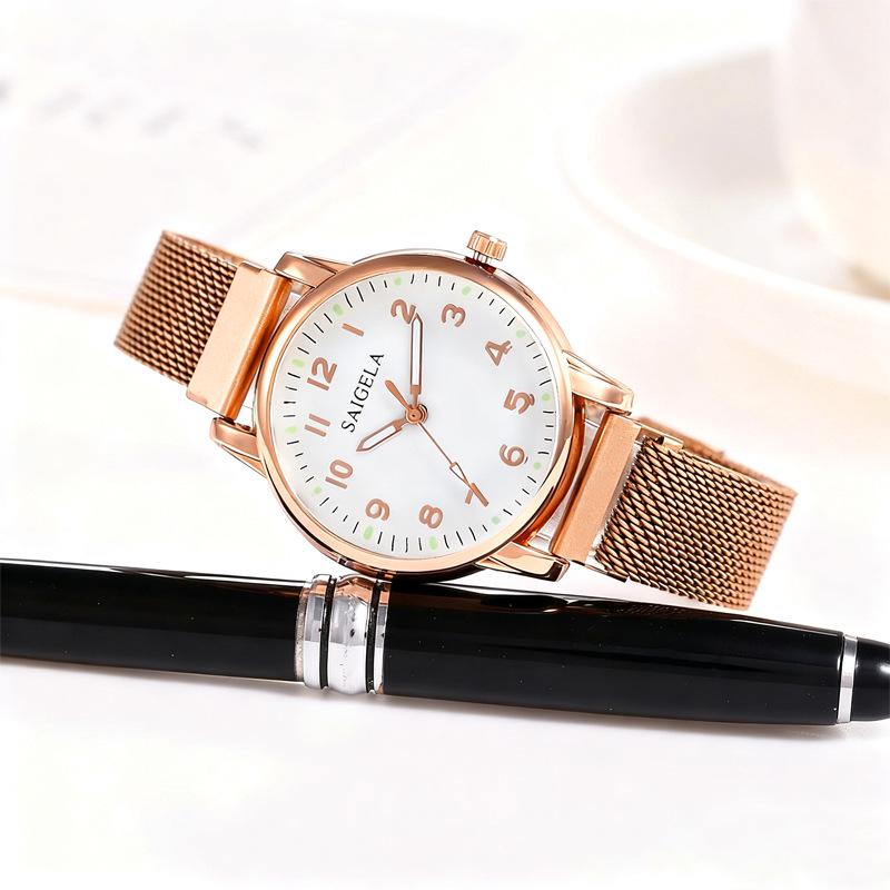 Milan Mesh Magnetic Ladies Watch with Luminous Hands