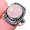 Anel de Prata Esterlina 925 Artesanal com Pedra Preciosa Quartzo Rosa Tamanho 8.5