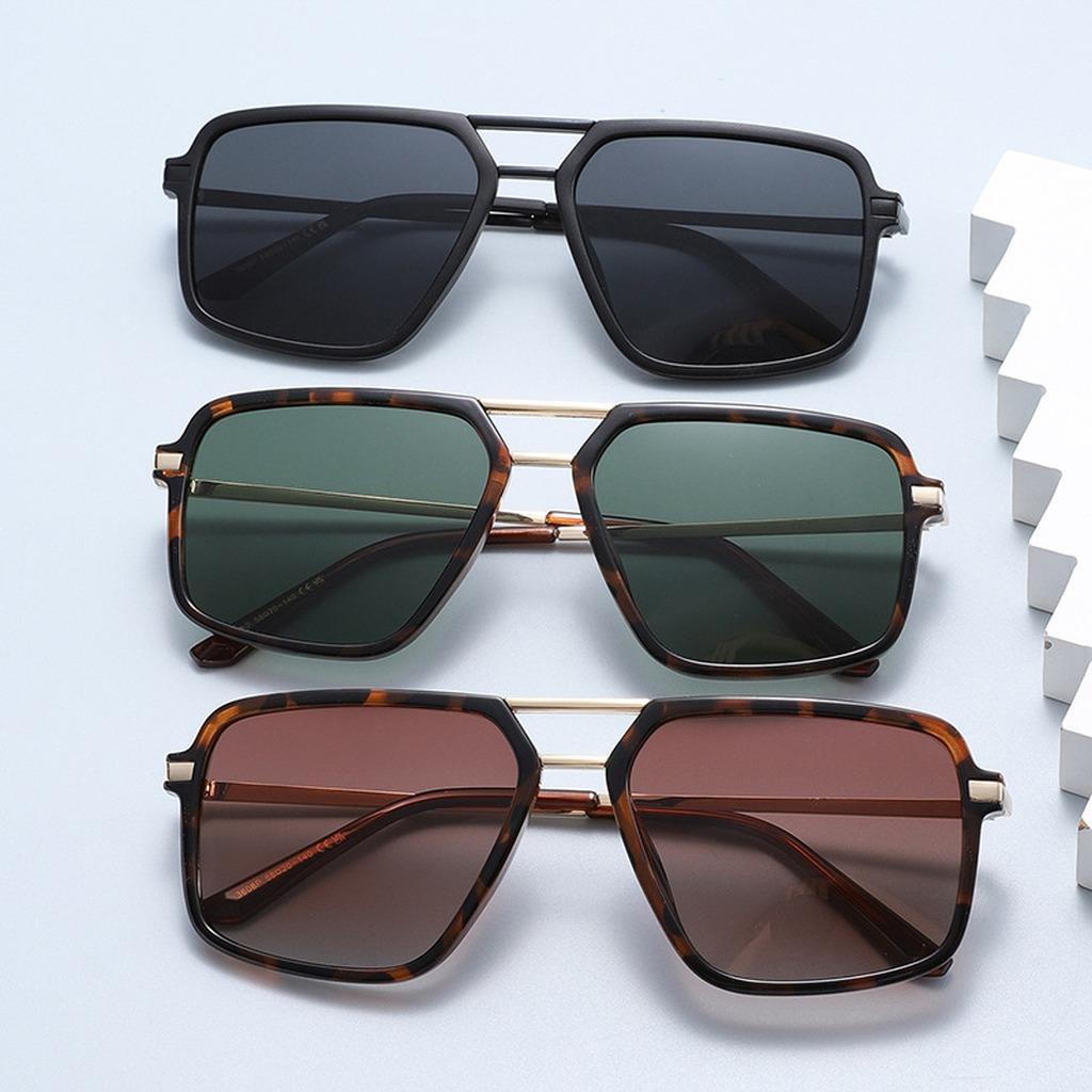 Double Bridge Sunglasses Polarized Sun Glasses Uv Blocking Eyeglasses Lightweight Retro Metal Shades For Daily Commuting Eyewear