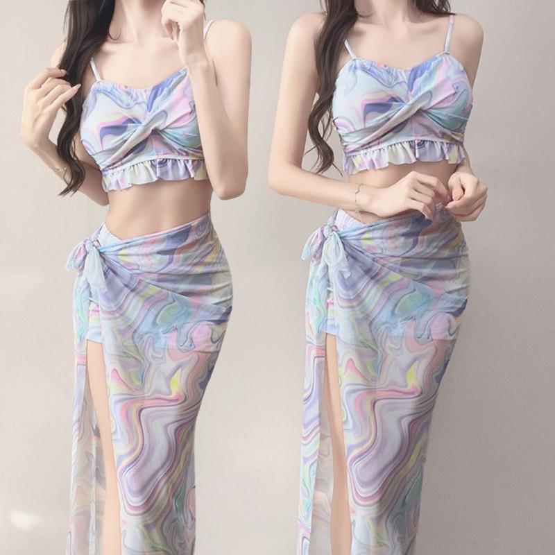 Split Swimsuit Women's Bikini Three-piece Seaside Vacation Conservative Belly Cover Slimming Hot