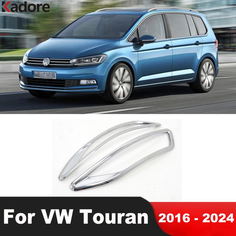 Rear Bumper Fog Light Lamp Cover Trim For Volkswagen VW Touran 2016- 2024 Chrome Car Accessories Tail Foglights Bezel Trims