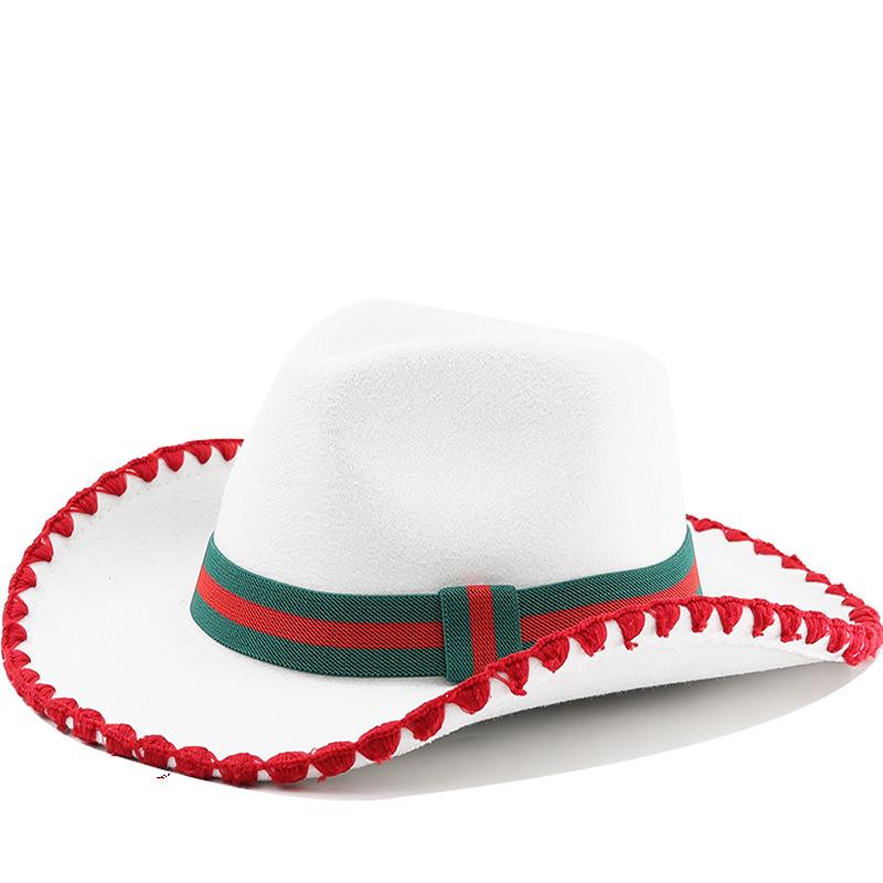 Stijlvolle jazz hoed met gebogen rand, oude strepen, knoop, gentleman hoed, Britse stijl, performance hoed, westerse cowboy hoed M(56-58cm)