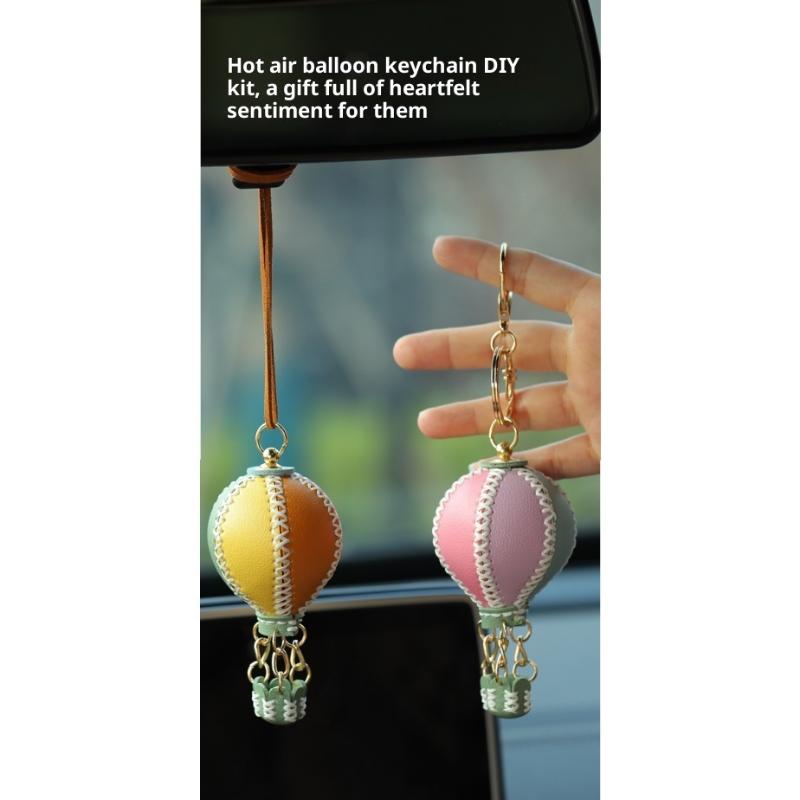 Phone Straps  Air Balloon Diy Keychain Leather Versatile Car Key Ring Handmade Ins Keychain Lanyard Bag Charms