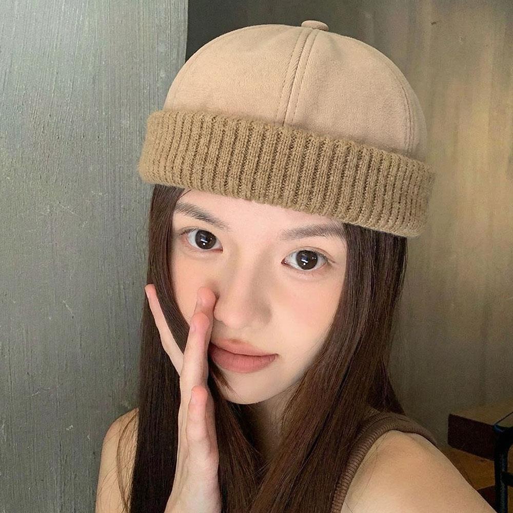 Men Melon Skin Hat Four Seasons Beanie Landlord Hat Versatile Hip Hop Hats Punk Girl Y2K Brimless Sailor Hat Bonnet Docker Cap
