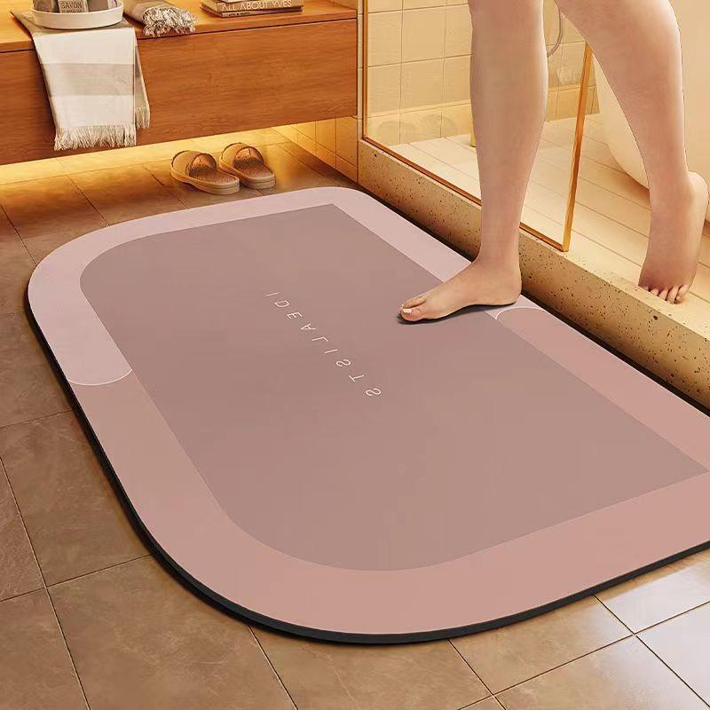 Cute Cartoon Non-slip Diatom Mud Bathroom Mat - Quick-drying Absorbent Floor Mat for Toilet Door 40x60cm (Water-Absorbent Diatom Mud)