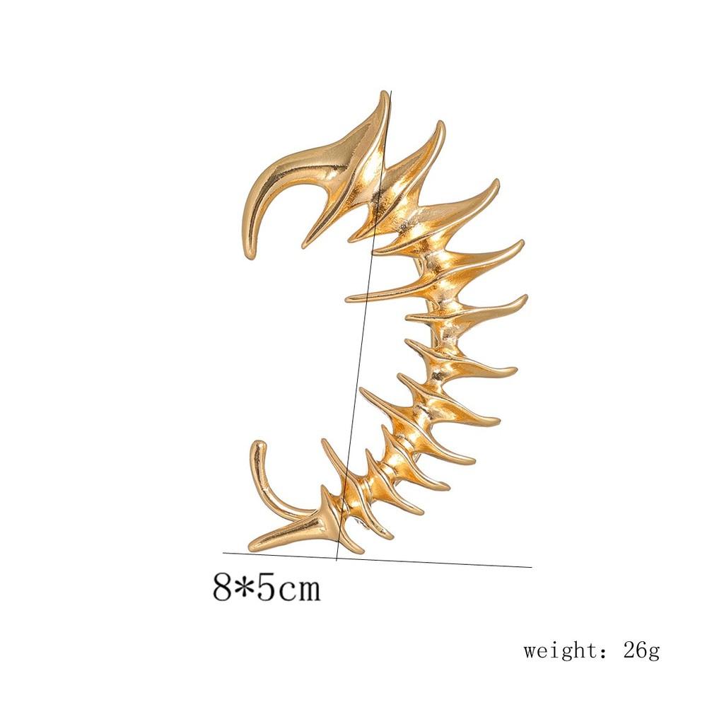 Female Alloy Keel Spine Earrings With Electroplating Punk Style No Piercing