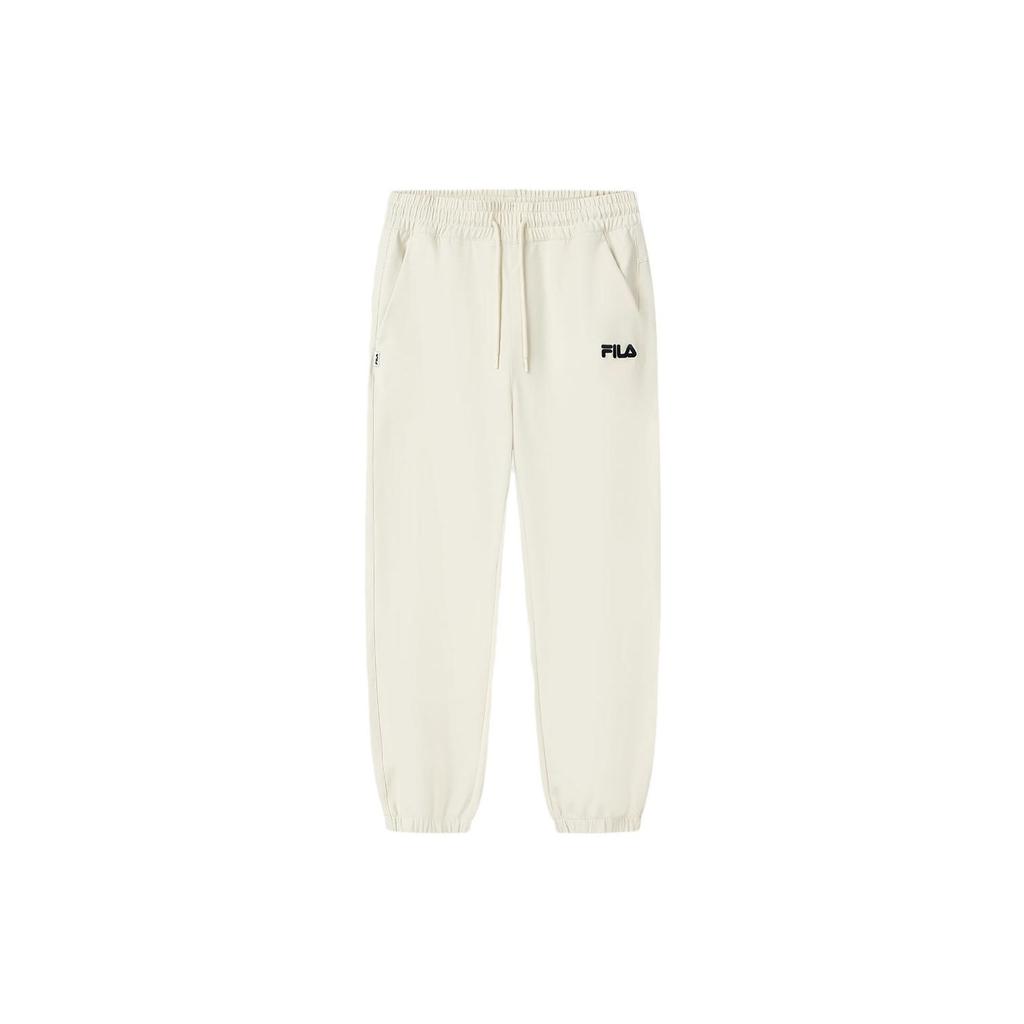 Fila Logo Print Cuffed Woven Casual Knit Sports Pants Women Pants White Milk F11W339806A-IV