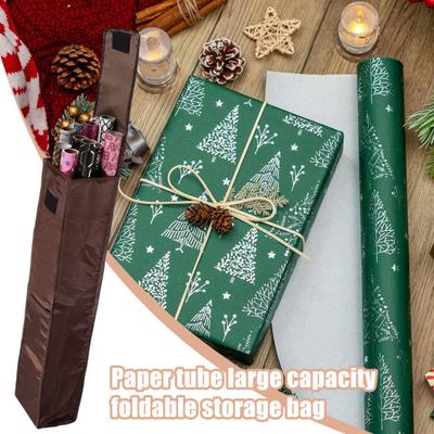 Wrapping Paper Organizer Waterproof Gift Wrap Storage Bag Wrapping Paper Rolls Holder with Reinforced Handle Side Pocket for 9 Standard Rolls