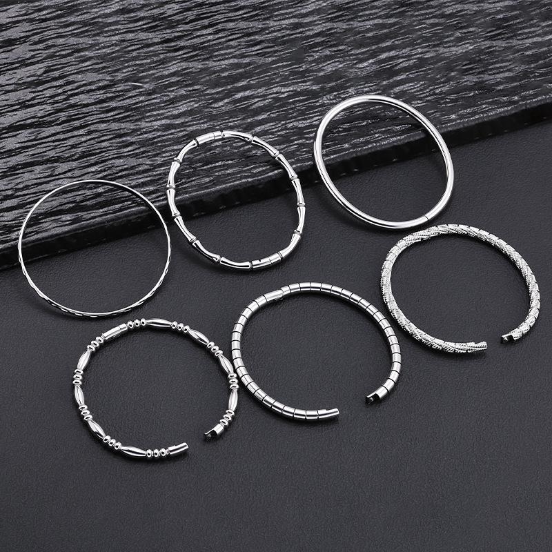 Stainless Steel Bamboo Joint Bangle: European & American Retro Titanium Bracelet