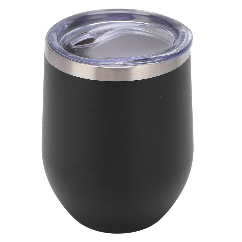 12oz Stainless Steel Stemless Wine Glass Double Wall Vacuum Insulated Wine Cups with Lids for Coffee Cocktails Ice