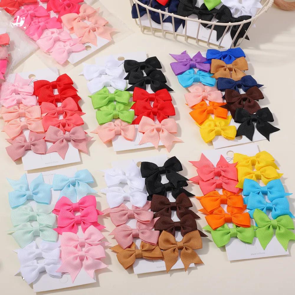 4/10/12Pcs Grosgrain Ribbon Hair Bows With Clip For Cute Baby Girls Colorful Hair Clips Hairpins Barrettes Kids Hair Accessories Quality