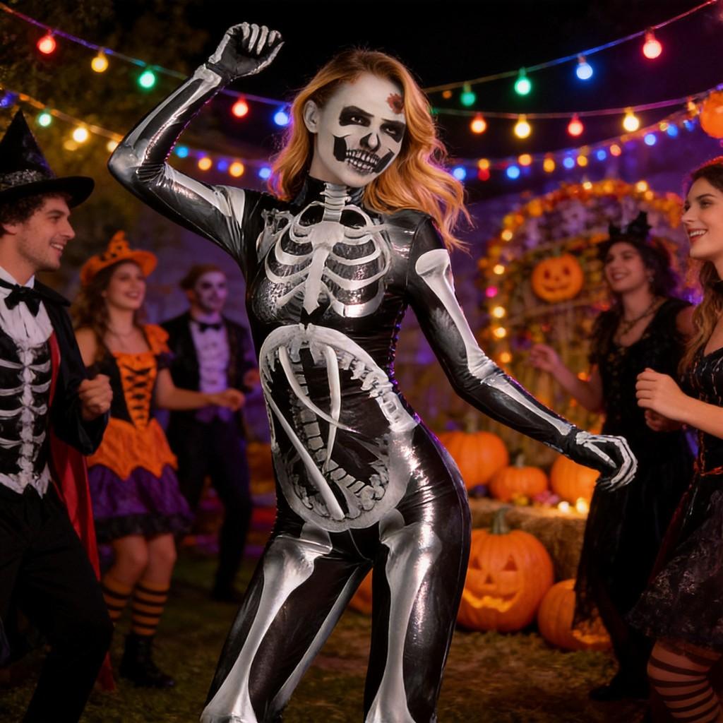 Fantasy Skeleton Adult Cosplay Costume With Polyester For Halloween Party