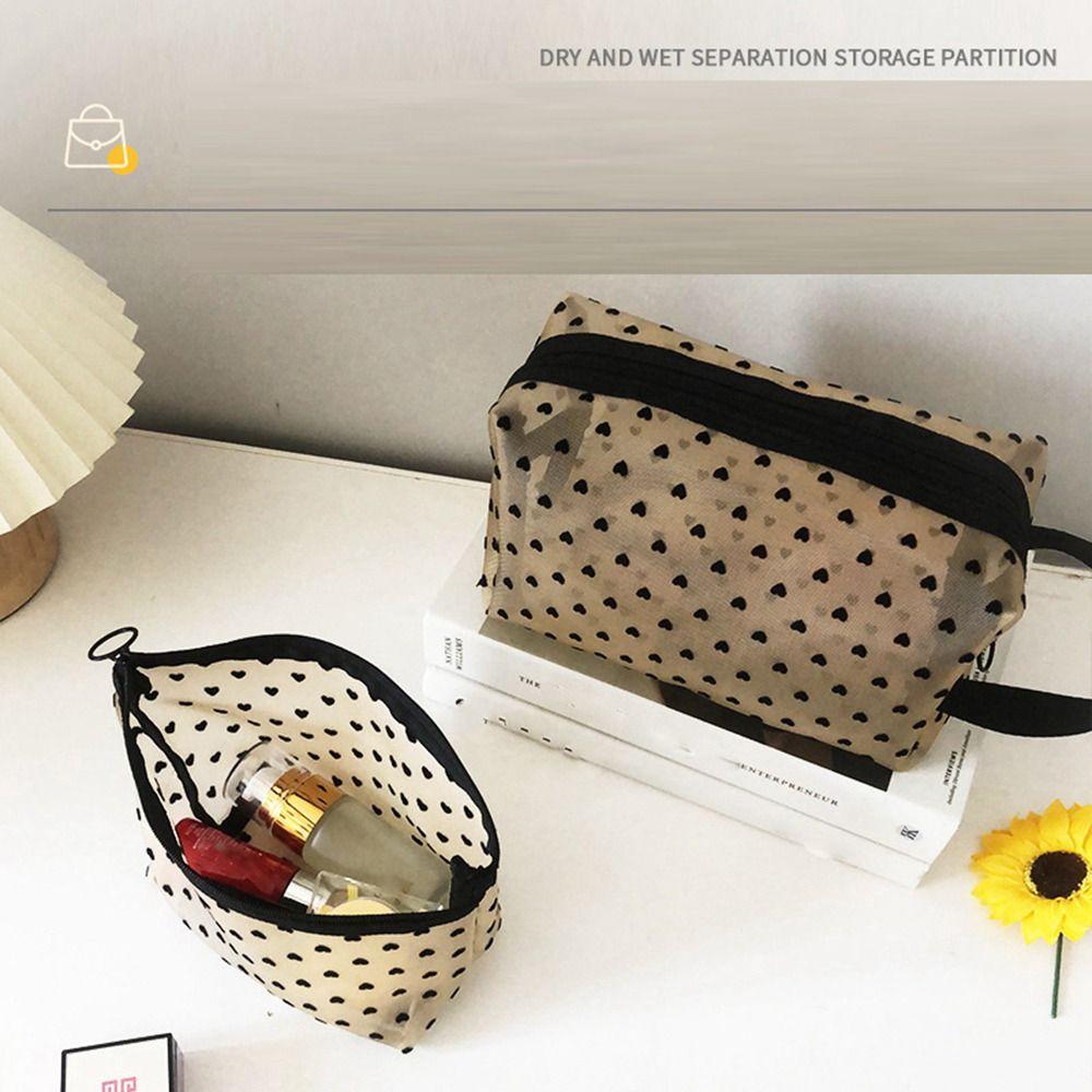 Heart Transparent Women Cosmetic Storage Pouch Multifunction Ladies Toiletry Storage Bag