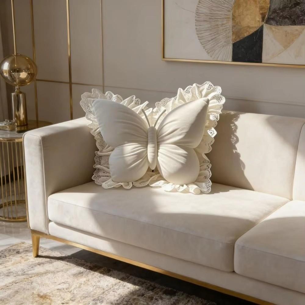 Velvet Bow Plush Cushion Soft Bow Throw Pillow Seat Cushion Butterfly Plush Pillow Bedroom