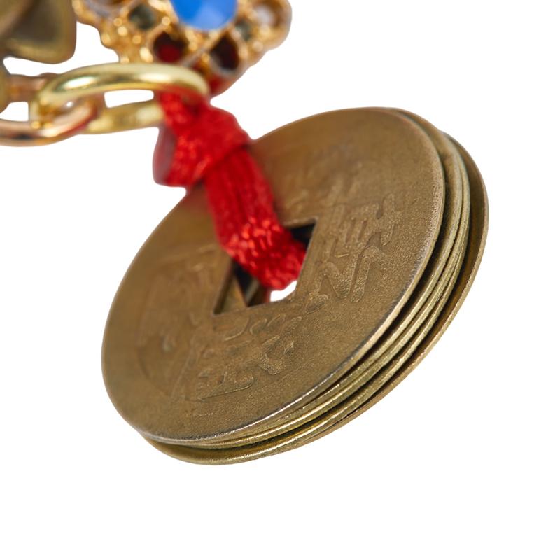 Lucky Cat Car Keychain Brass Five Emperor Coin Keychain Pendants Cute Animal Handmade Jewelry