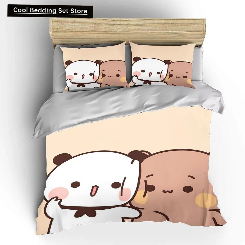 Set Letto 3D Bubu Dudu Cartone Animato Orsetto Carino Kawaii Regalo di Natale King Twin Double Bambino Set Copripiumino in Microfibra o Poliestere