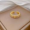 Real Gold Light Luxury Lucky Grass Full Diamond Ring Opening Adjustable Simple Jewelry Japanese Ring Couple Ring