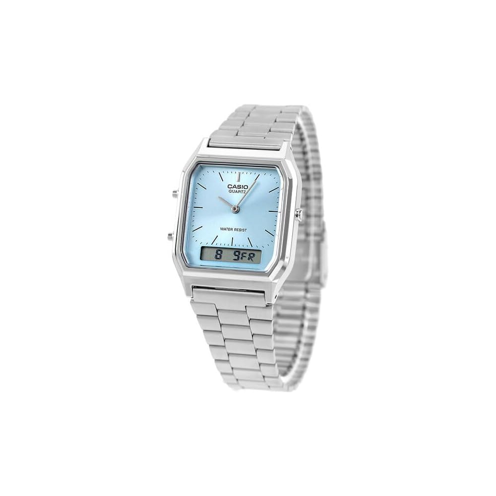 Casio Classic Quartz Watch AQ-230A-2A1MQY Unisex Analog Design Blue Dial Stainless Steel Band