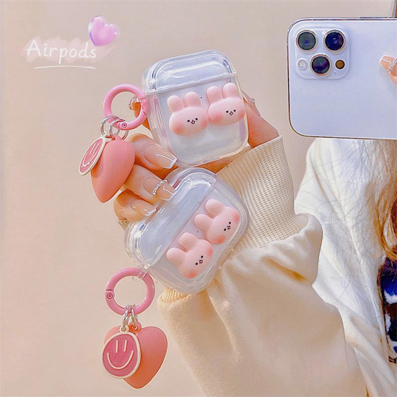Apple Airpods1/2 Transparent Wind Pink Tutu Love Bluetooth Headset Cover For Airpodspro3