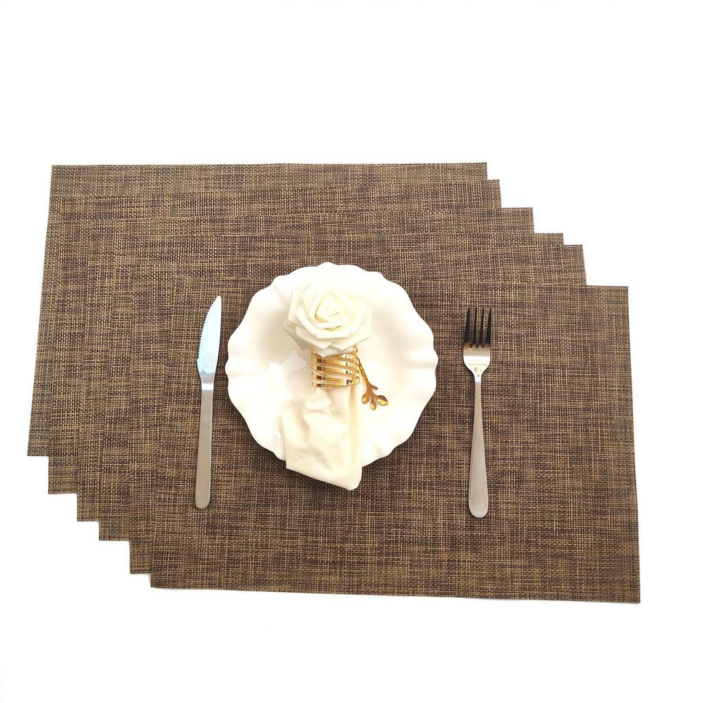 PVC Heat-Resistant Western Table Placemat Washable Dual-Tone Teslin Series Dining Table Cup Mat