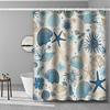 Rideau de douche Élément Océan Bleu Imperméable et Anti-moisissure Rideau de Salle de Bain Rideau de Douche Style Méditerranéen Tissu