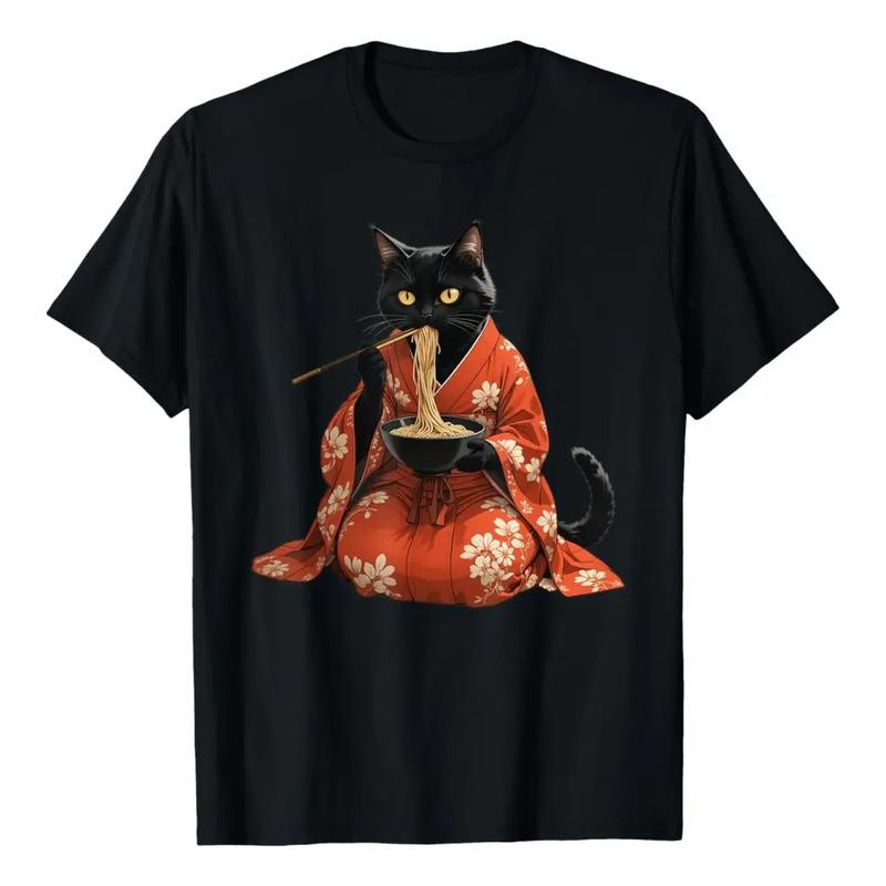 Camisetas Con Estampado De Anime Kawaii Cat Ramen Japoneses S