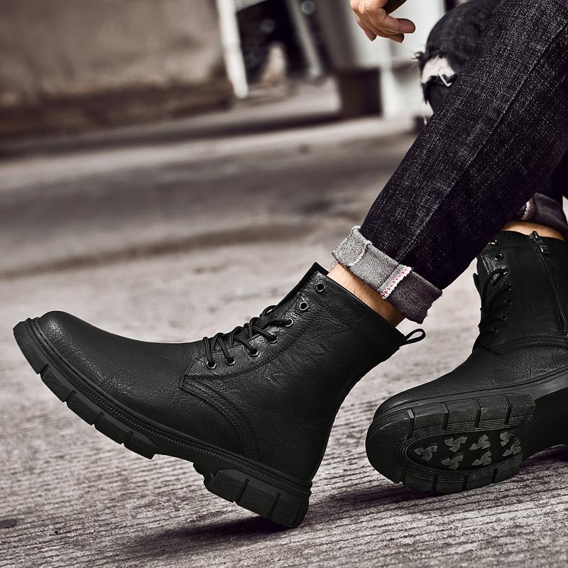 Fashion Non-slip Winter Ankle Boots High Top Men Casual Shoes Genuine Leather Winter Snow Footwear Fashion Men's Outdoor Motocross Boots
