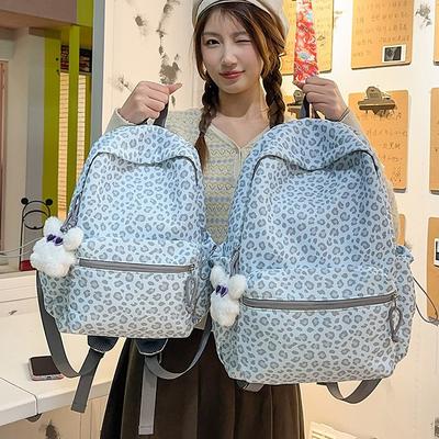 Schoolbag Korean Version Leopard Print Schoolbag Female Small Fresh High School College Student Backpack Campus Ins Fengsen Polka Dot Backpack Female