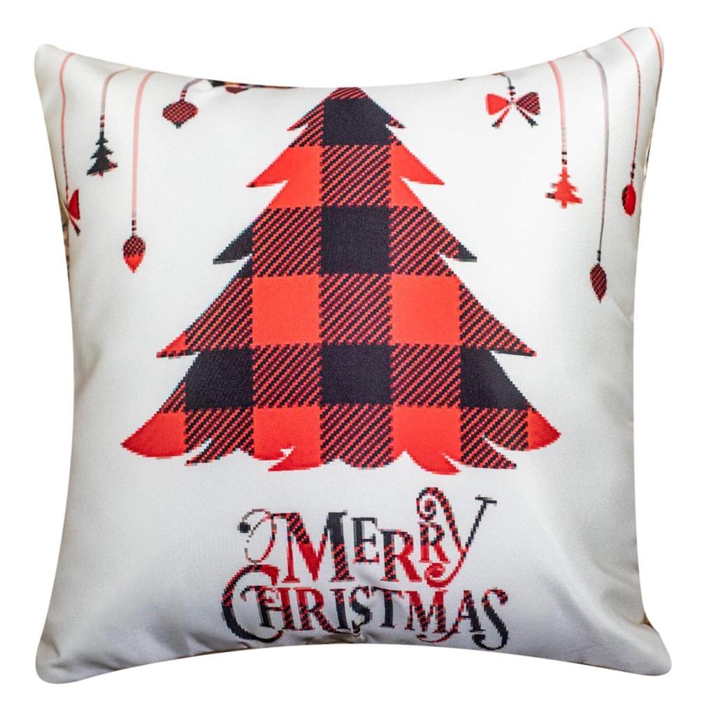 Decorative Merry Christmas 12 Inch X 12 Inch Cushion Covers Set of 5, Satin Cushion Cover for Sofa, Christmas Home Decor