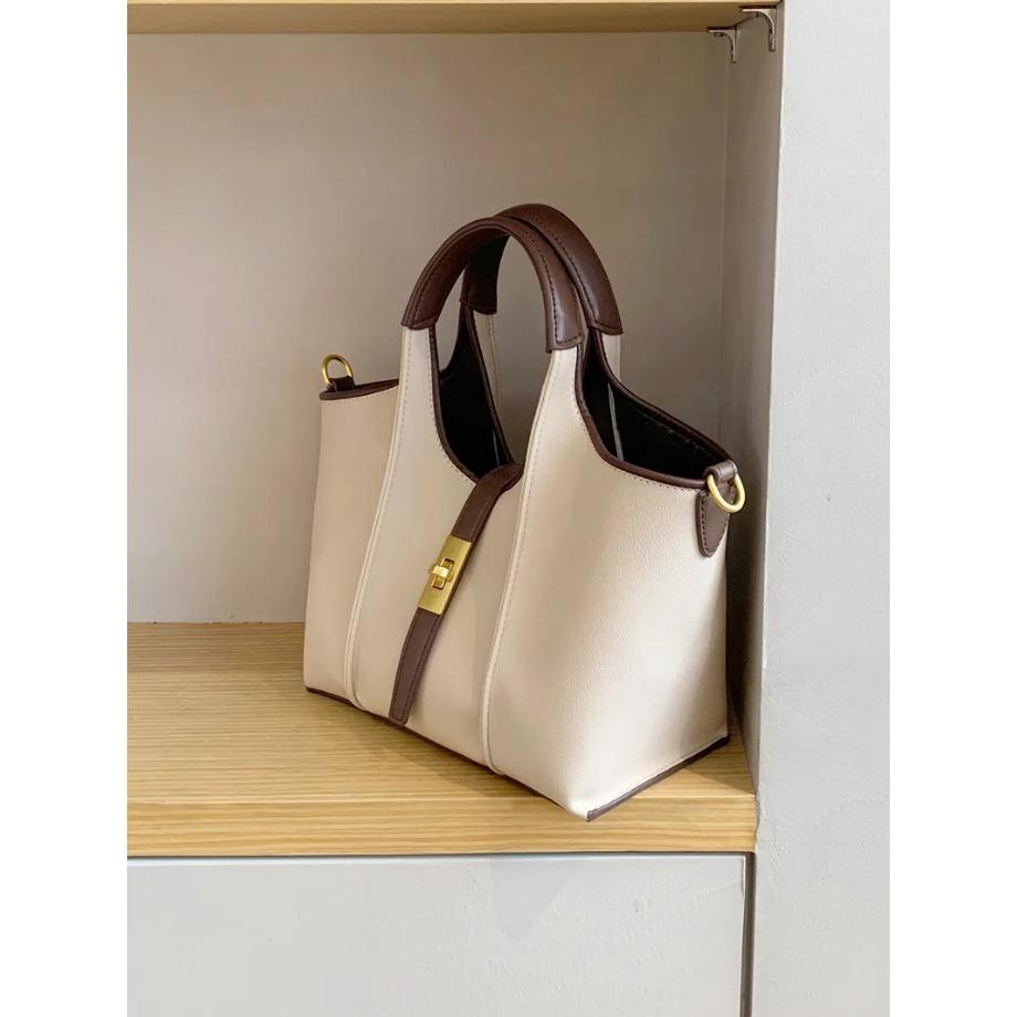Women's Vegetable Basket Standard Cloth Bag Large Capacity Niche Design PU Sub-mother Bucket Bag