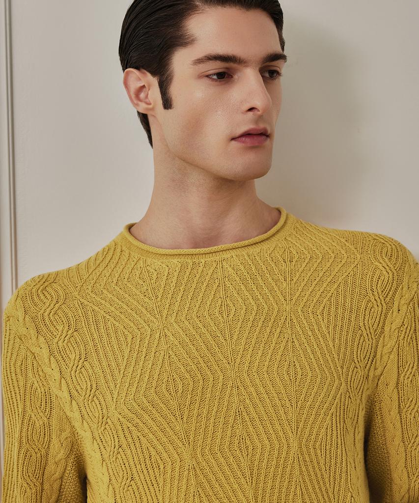 THEKNITCOMPANY (M) Abis Linen Aran Cable Crewneck 3 Colors