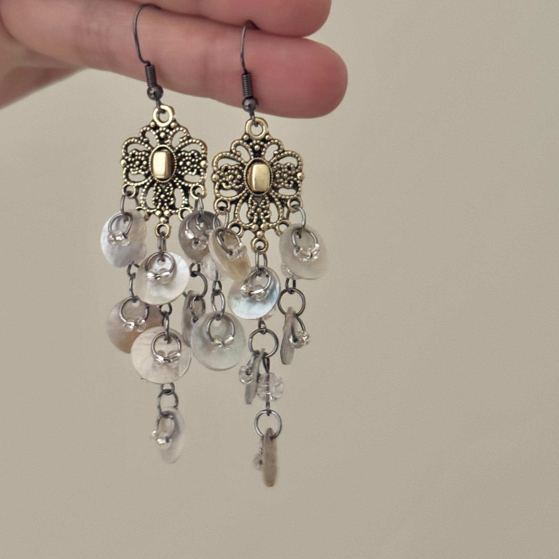 

Retro Floral Tassel Beaded Earrings for Women